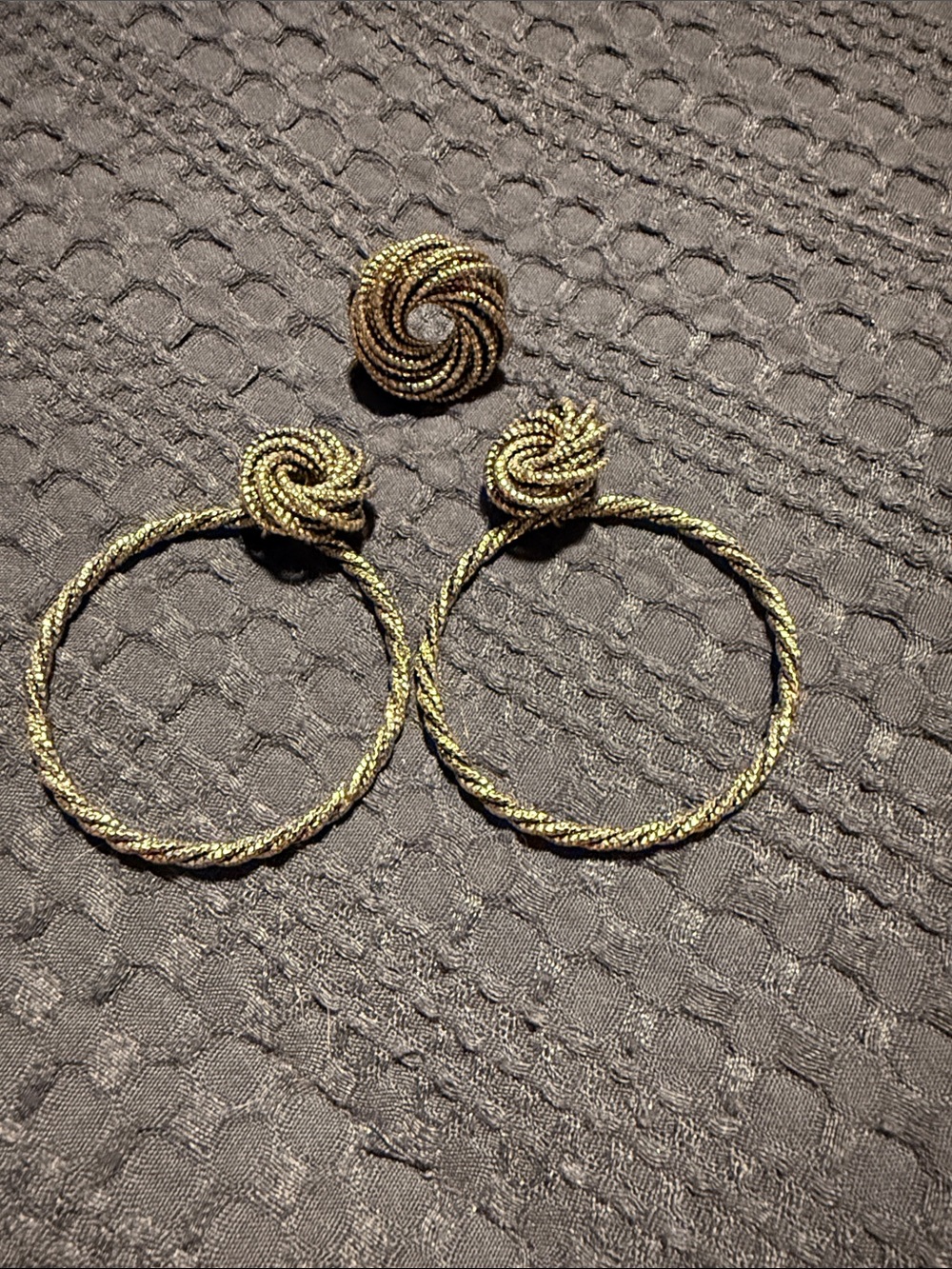 Silver Rope Hoop Door Knocker Earrings and Ring Set